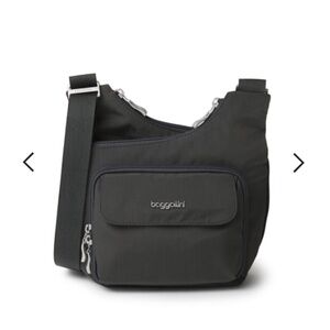 BAGGALLINI Criss Cross Bagg Crossbody Shoulder Bag Purse Double Zip in Charcoal